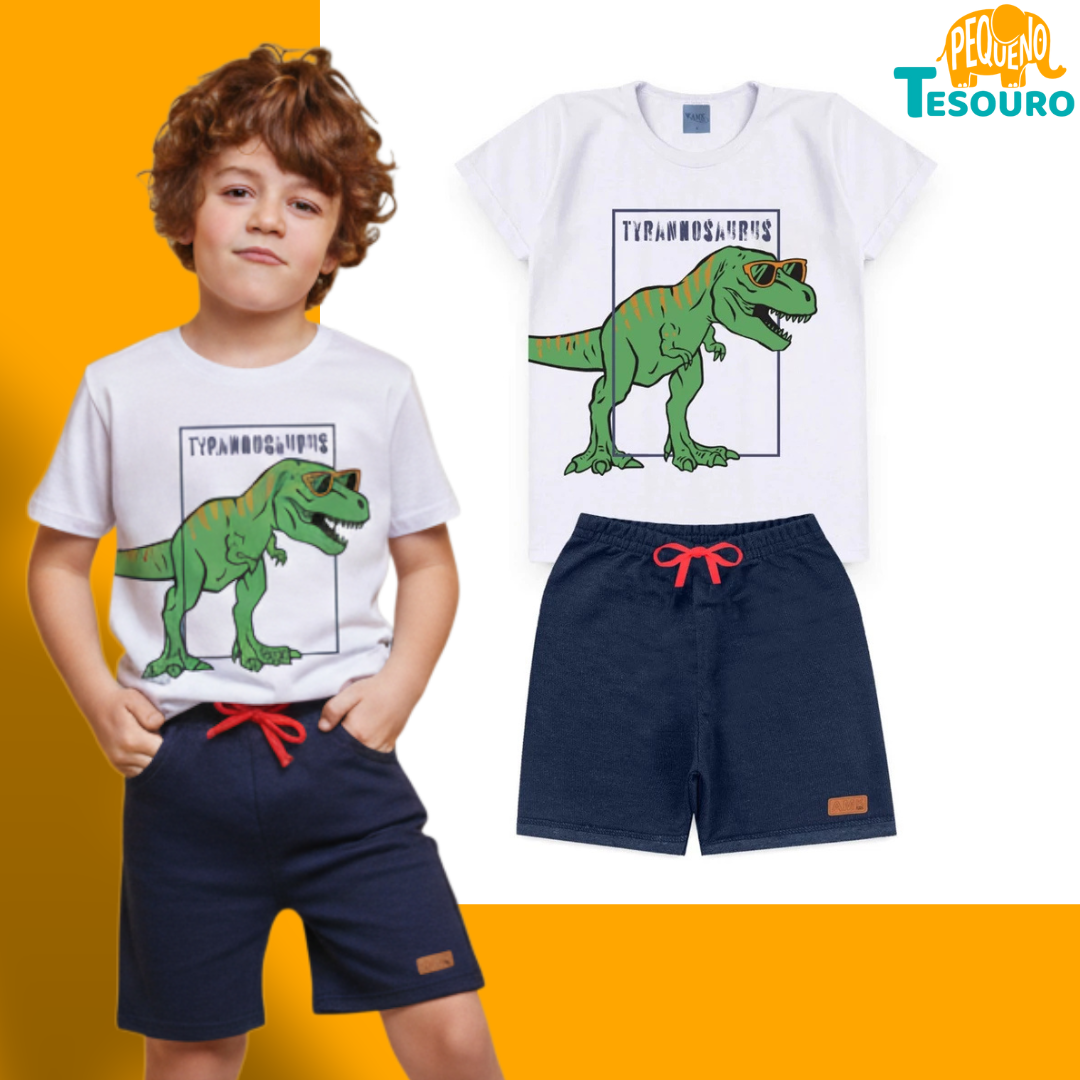 Conjunto Masculino Verão - Tiranossauros com Óculos
