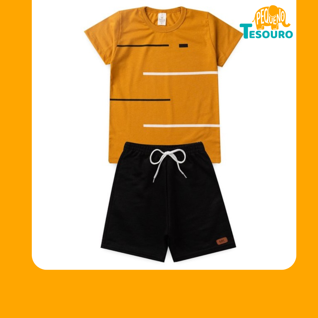 Conjunto Masculino Verão - Linhas PB Laranja