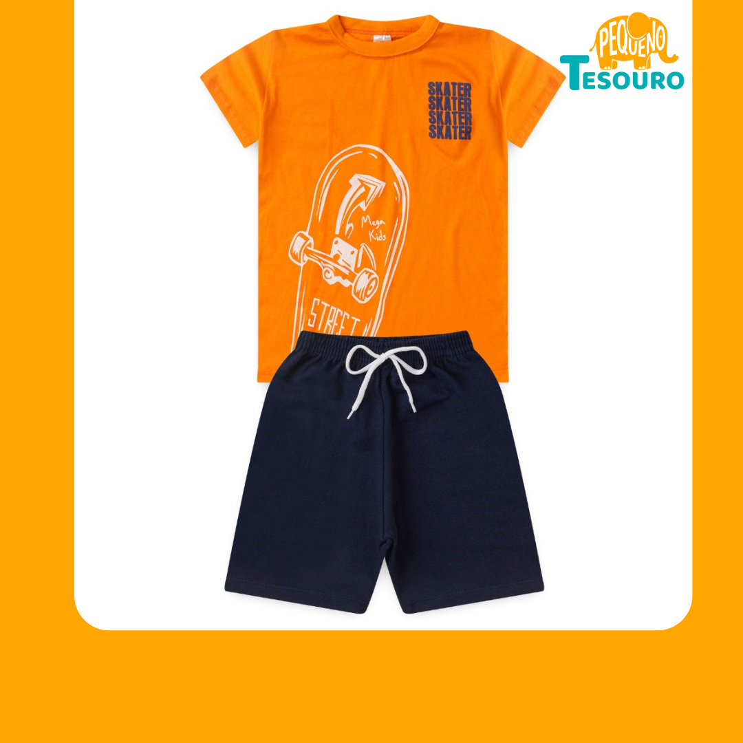 Conjunto Masculino Verão - Skate Laranja