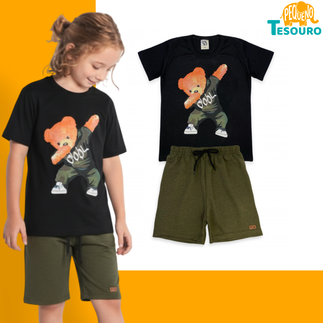Conjunto Masculino Verão - Preto Urso