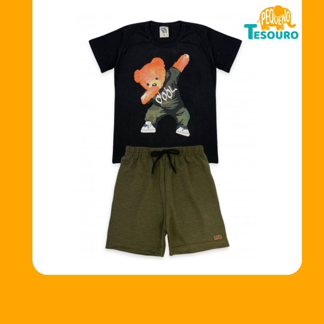Conjunto Masculino Verão - Preto Urso