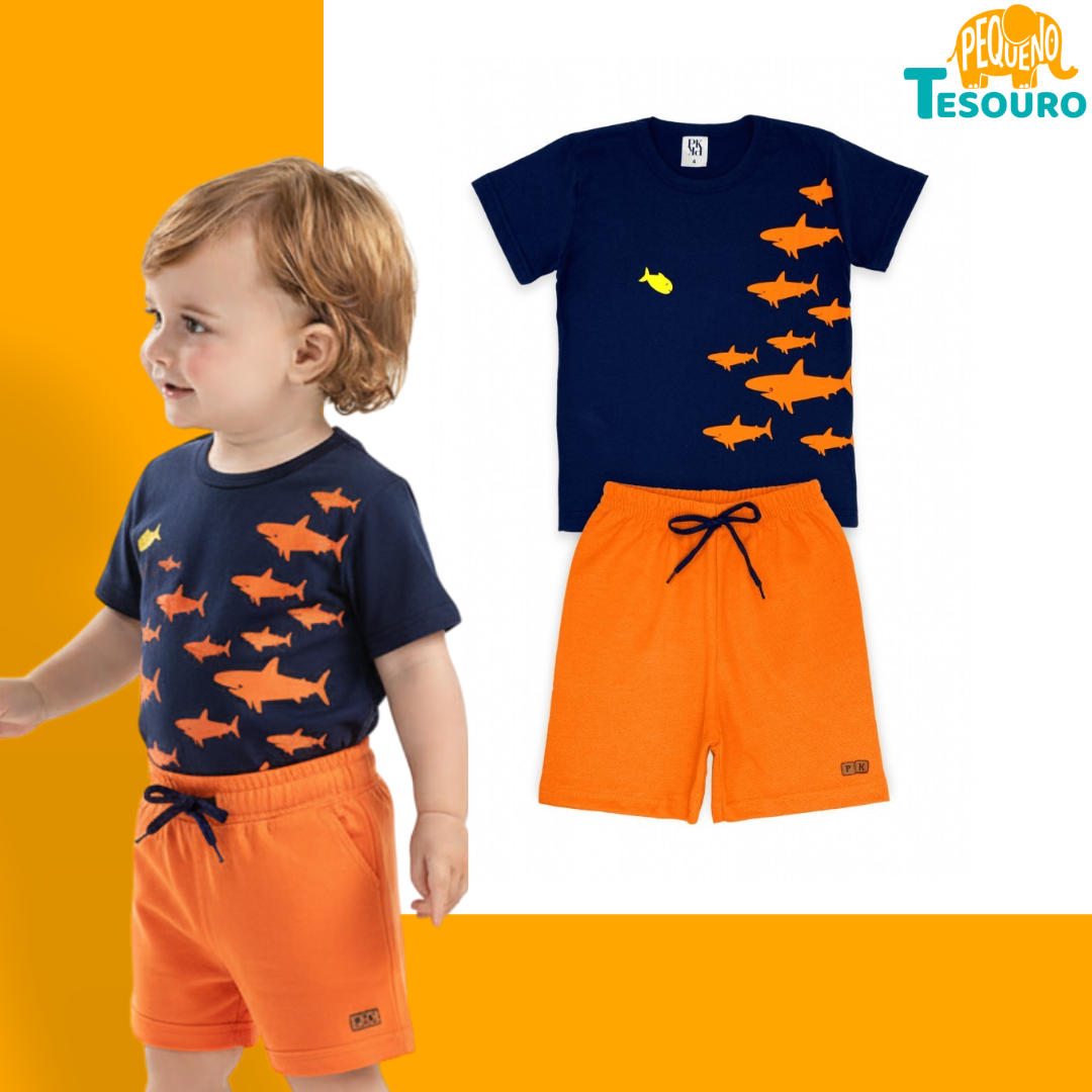 Conjunto Masculino Verão - Marinho Peixes