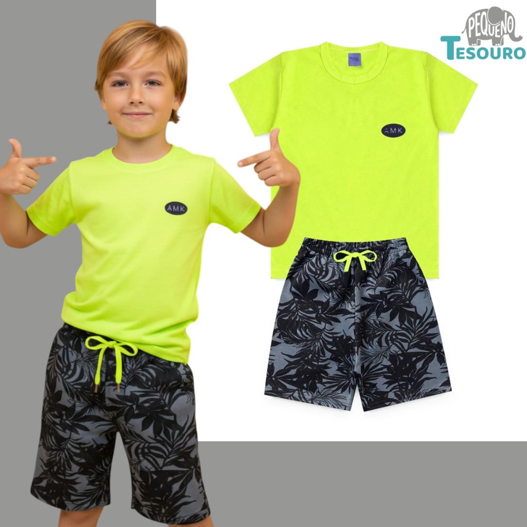 Conjunto Masculino Verão - AMK Verde Fluorescente