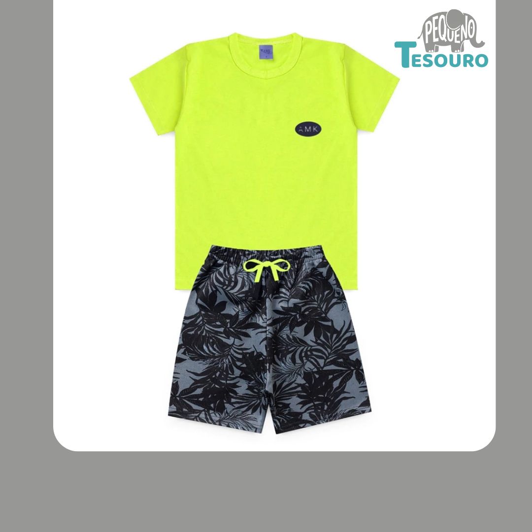 Conjunto Masculino Verão - AMK Verde Fluorescente