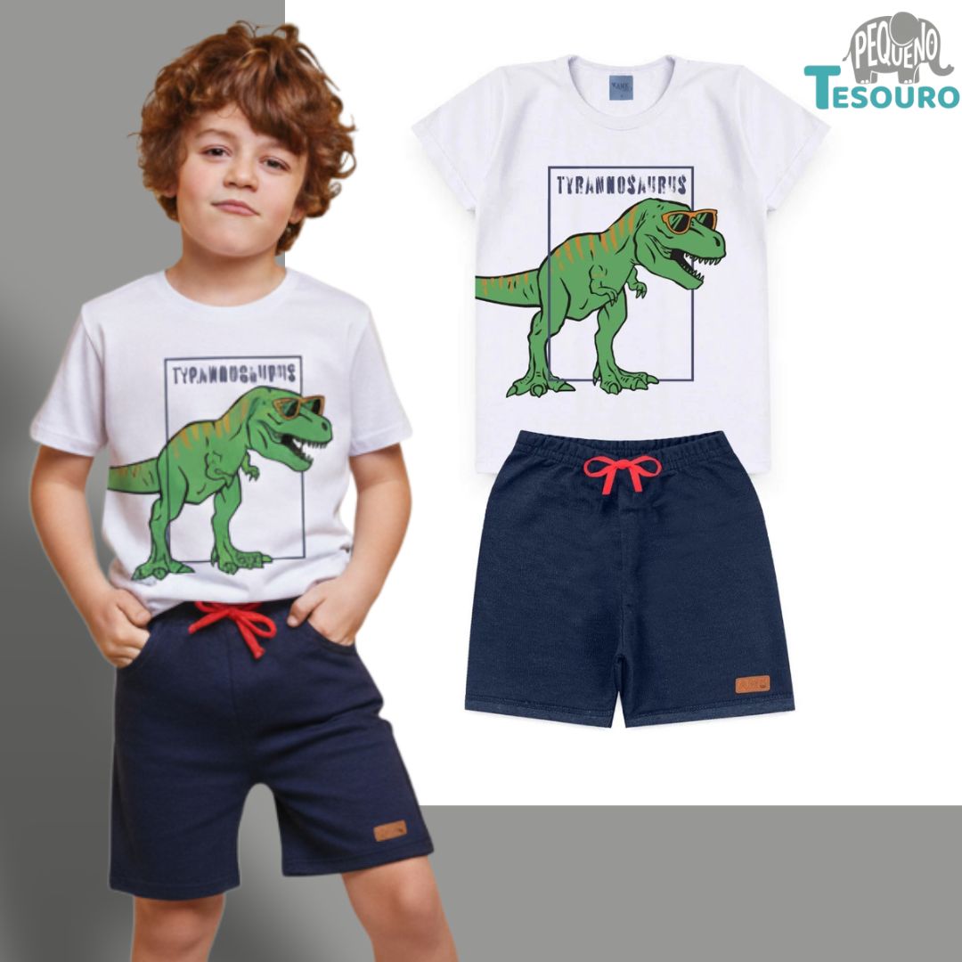Conjunto Masculino Verão - Tiranossauros com Óculos