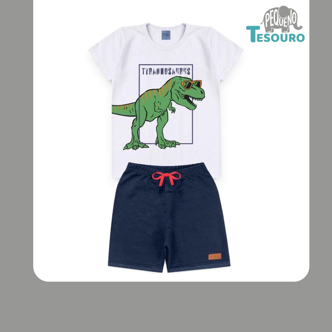 Conjunto Masculino Verão - Tiranossauros com Óculos