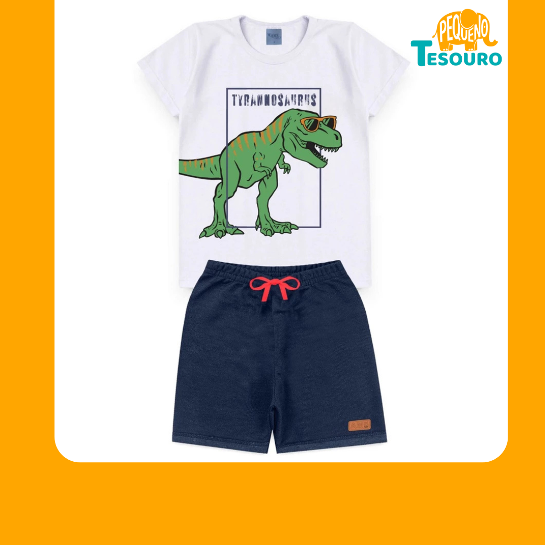 Conjunto Masculino Verão - Tiranossauros com Óculos