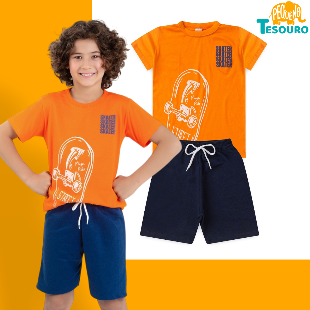Conjunto Masculino Verão - Skate Laranja