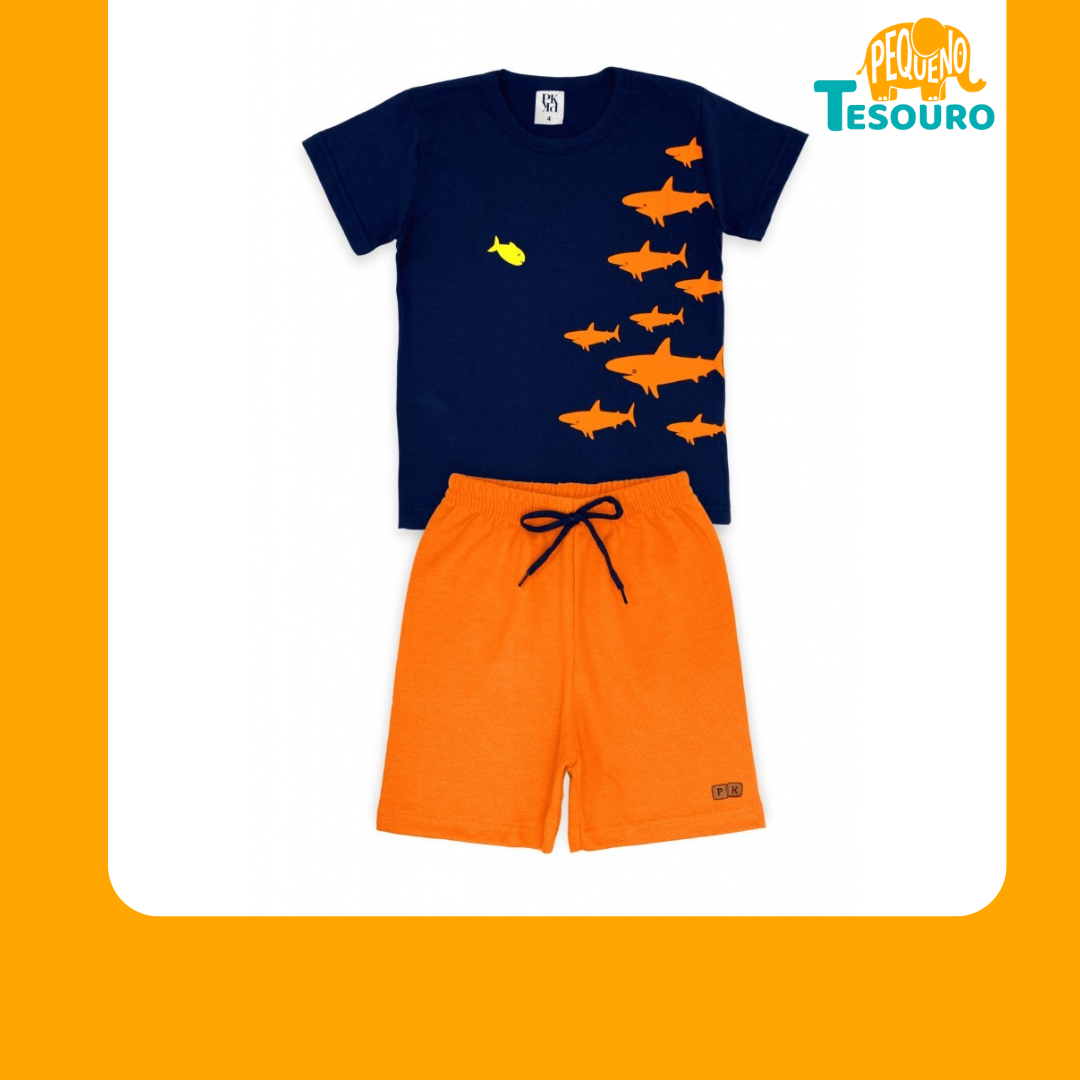 Conjunto Masculino Verão - Marinho Peixes
