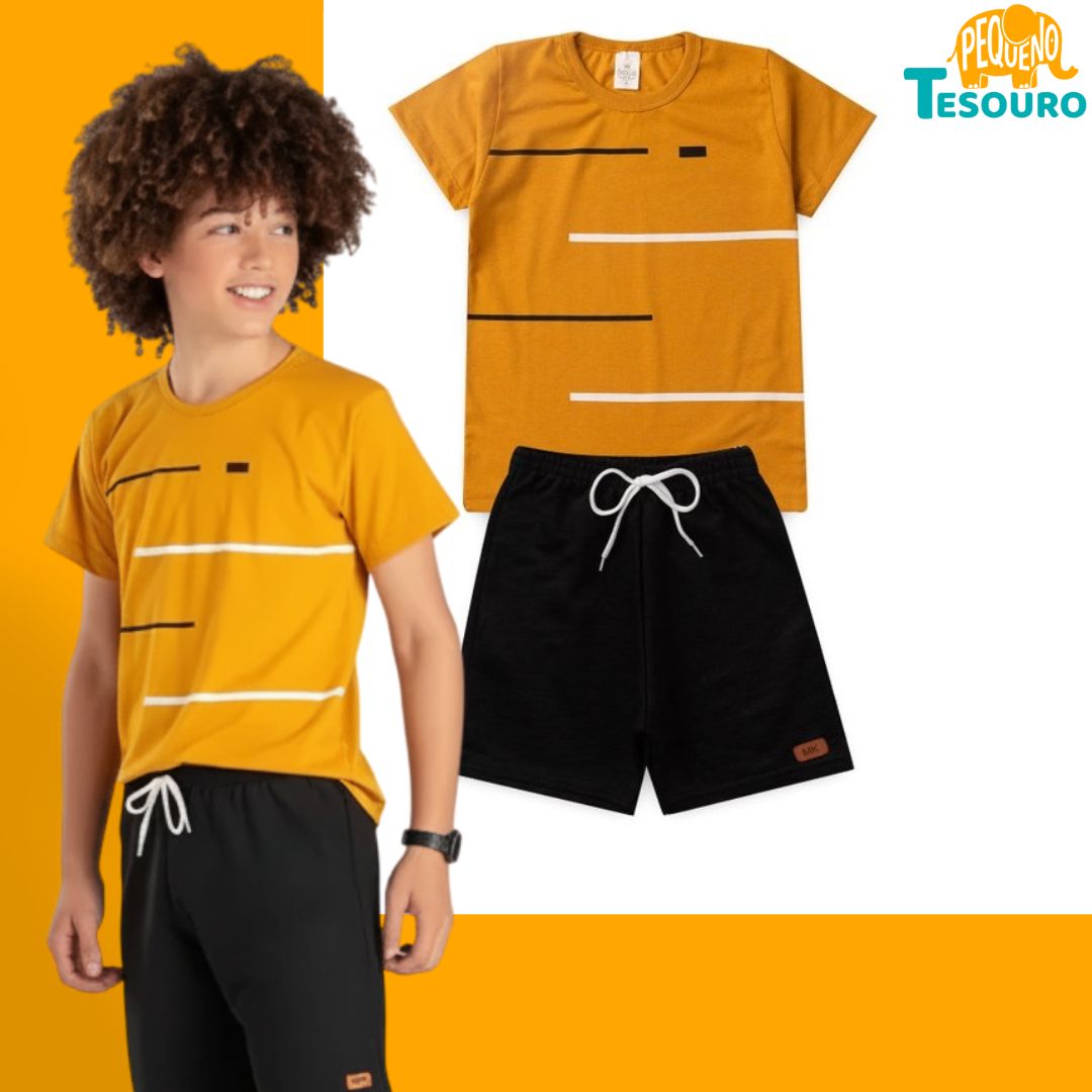 Conjunto Masculino Verão - Linhas PB Laranja