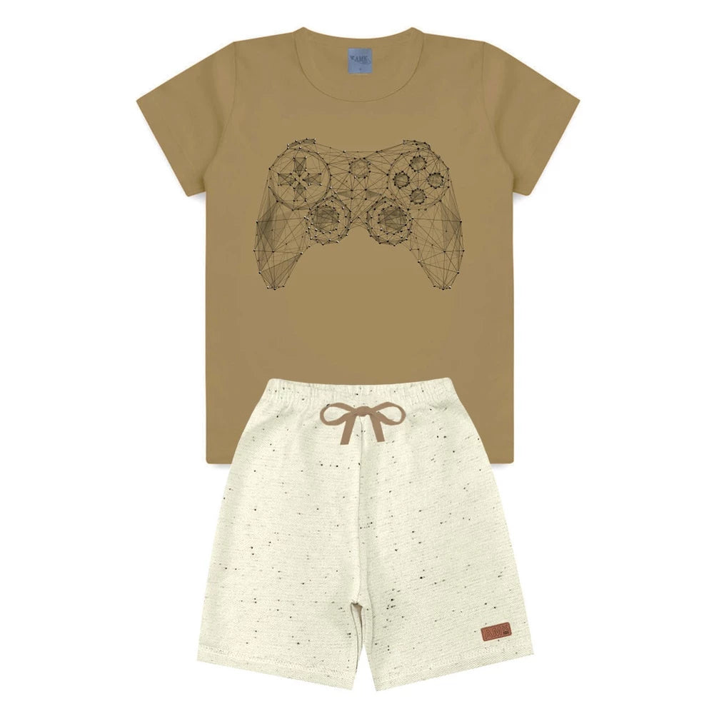 Conjunto Infantil Menino Masculino Brato Bermuda e Bamiseta Premium l08