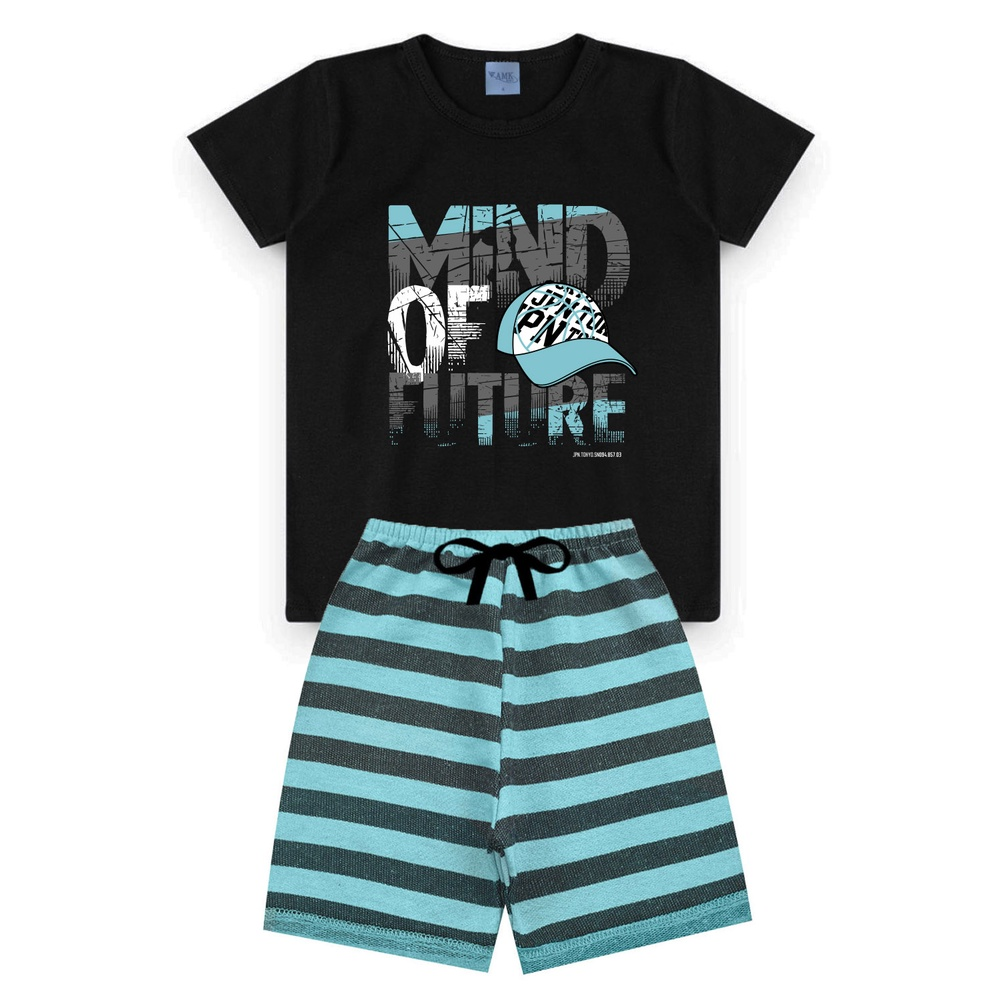 Conjunto Infantil Menino Masculino Brato Bermuda e Bamiseta Premium l08