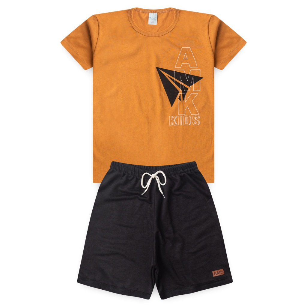 Conjunto Infantil Menino Masculino Brato Bermuda e Bamiseta Premium l08