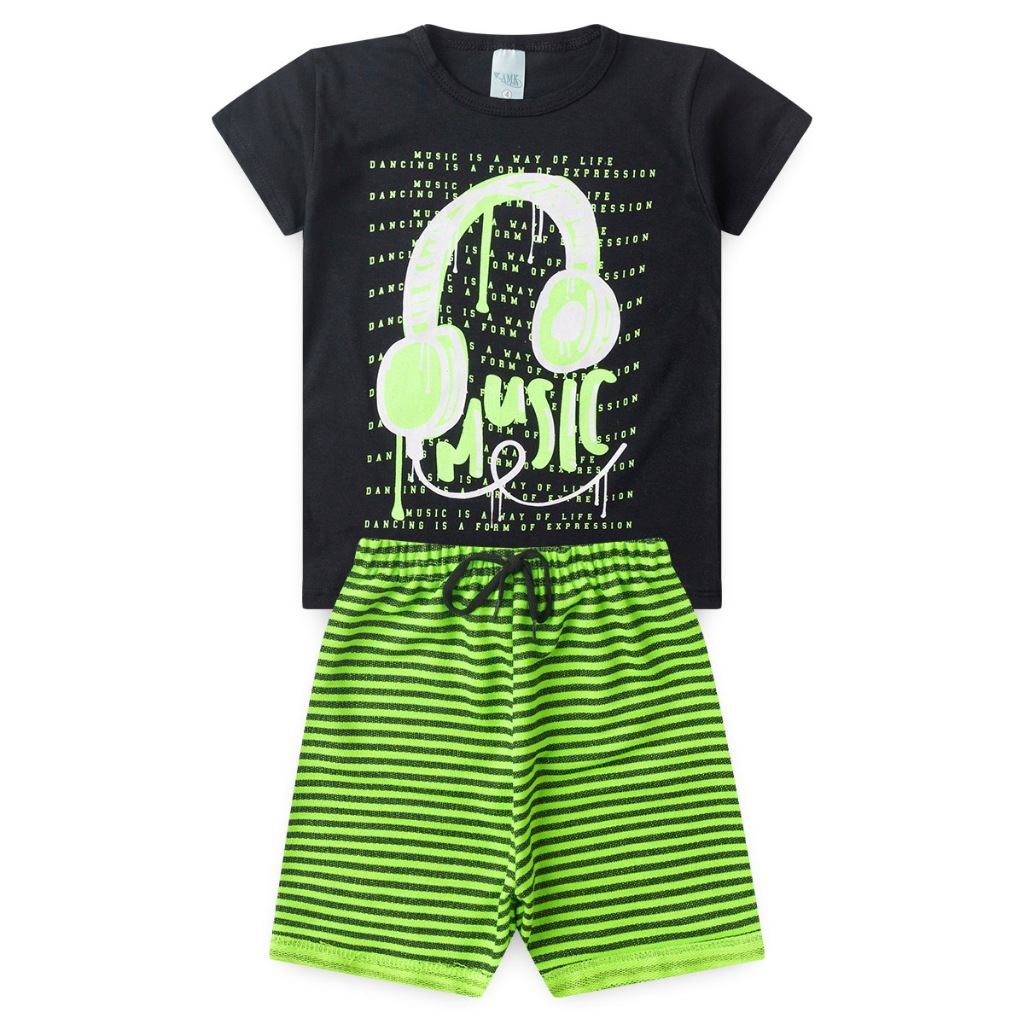 Conjunto Infantil Menino Masculino Brato Bermuda e Bamiseta Premium l08